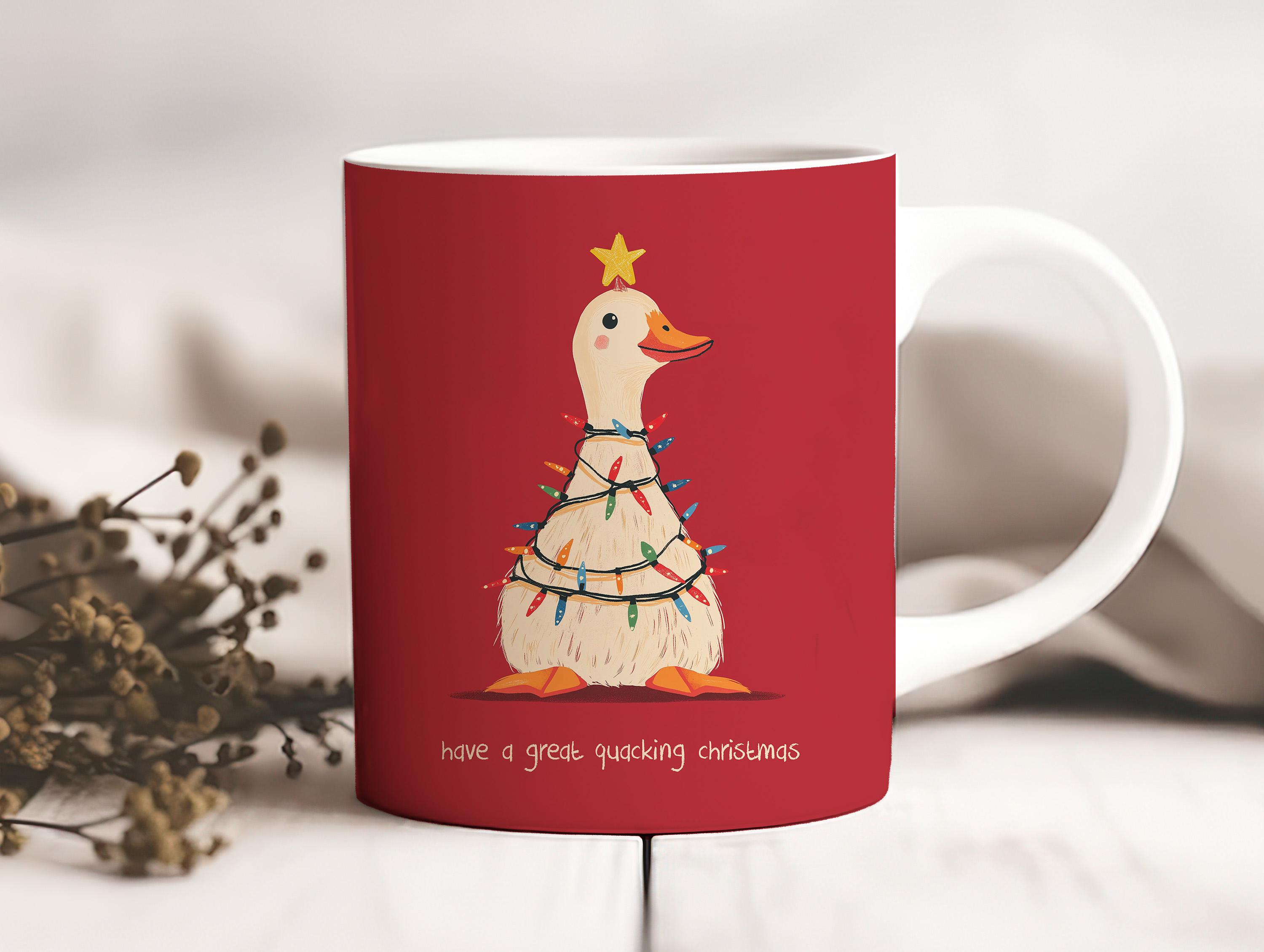 Quacking Christmas Duck Mug – Cute Christmas Animal Mug - Vintage Christmas Gifts - Seasonal Decor