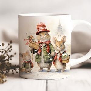 Watercolor Christmas Hamsters Mug – Bringing Joy & Mistletoe - Festive Christmas Mug - christmas decor - christmas gift