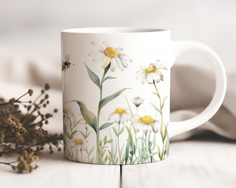 Charming Chamomile and Buzzing Bees Spring Mug , Spring Gift, Cute Gifts for Family Members, Tea Lovers Gift