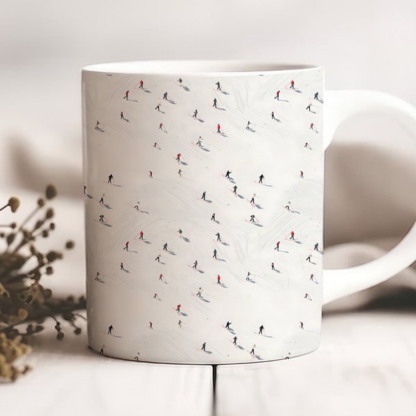 Festive Winter Wonderland Skiers Christmas Mug - Christmas Decor - Christmas Gift - Aesthetic Gift