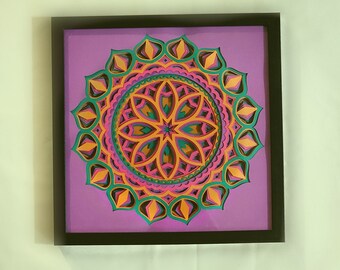 Framed 3D Layered Mandala Art, Mandala, Mandala Art, Mandala Decor