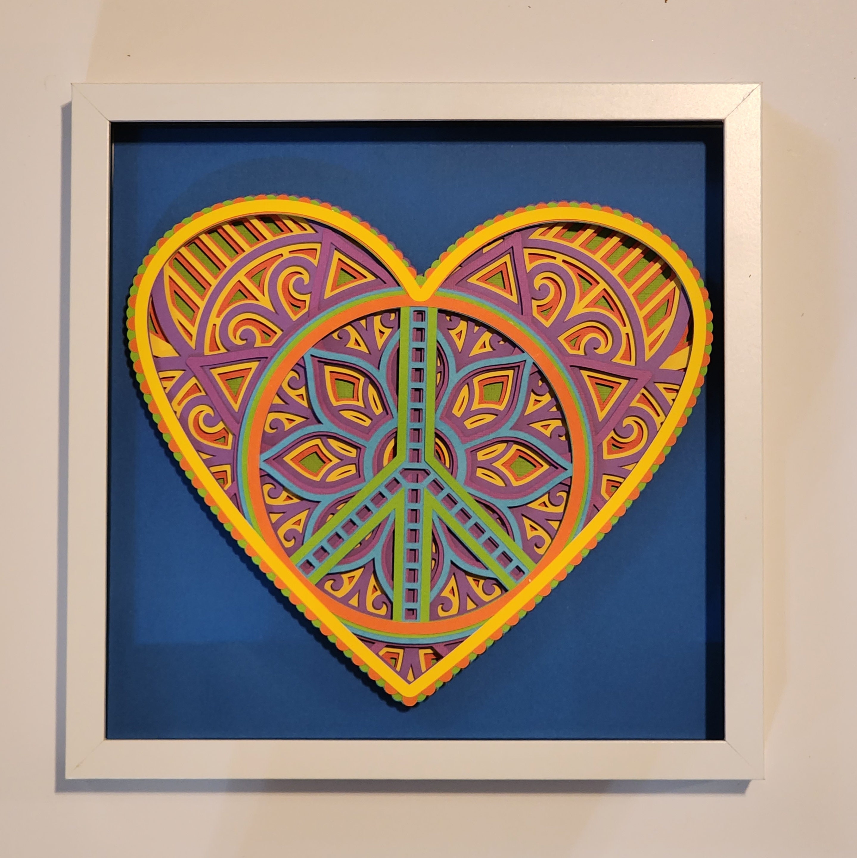 額入り3Dレイヤーアート、ピースサイン、ヒッピー装飾 - Etsy 日本, image size:2876x2878