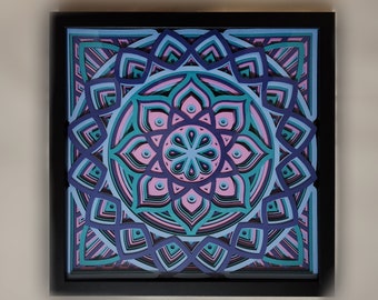 Framed 3D Layered Mandala Art, Mandala, Mandala Art, Mandala Decor