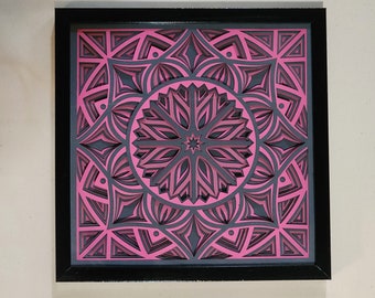 Framed 3D Layered Mandala Art, Mandala, Mandala Art, Mandala Decor