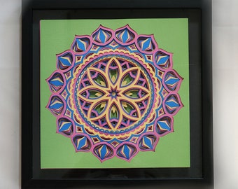 Mandala Art, 3D Art, Shadow Box Art, Wall Decor, Unique Wall Art, Colorful Art Decor, Festive Wall Decor