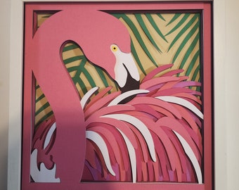 Flamingo Decor, Flamingo Art, Flamingo, 3D Layered Art
