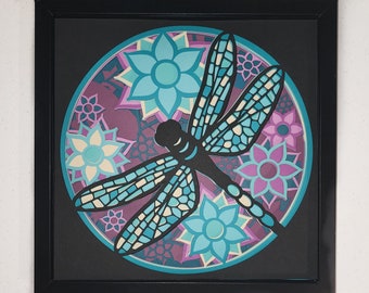 Mandala Art Decor, 3D Art Decor, Shadow Box Art Decor, Wall Art Decor, Unique Wall Art Decor, Dragonfly