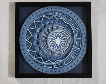 Framed 3D Layered Mandala Art, Mandala, Mandala Art, Mandala Decor, Sun and Moon