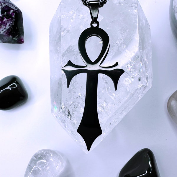 Collier gothique en acier inoxydable Ankh du vampire, Collier gothique, Collier Ankh noir, Bijoux gothiques, Bijoux gothiques, Fantasmagorie