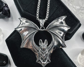 Gothic Stainless Steel Bat Necklace, Bat Necklace, Gothic Bat, Gothic Necklace, Gothic Jewellery, Witchy Jewellery, Vamp, Gifts For Women
