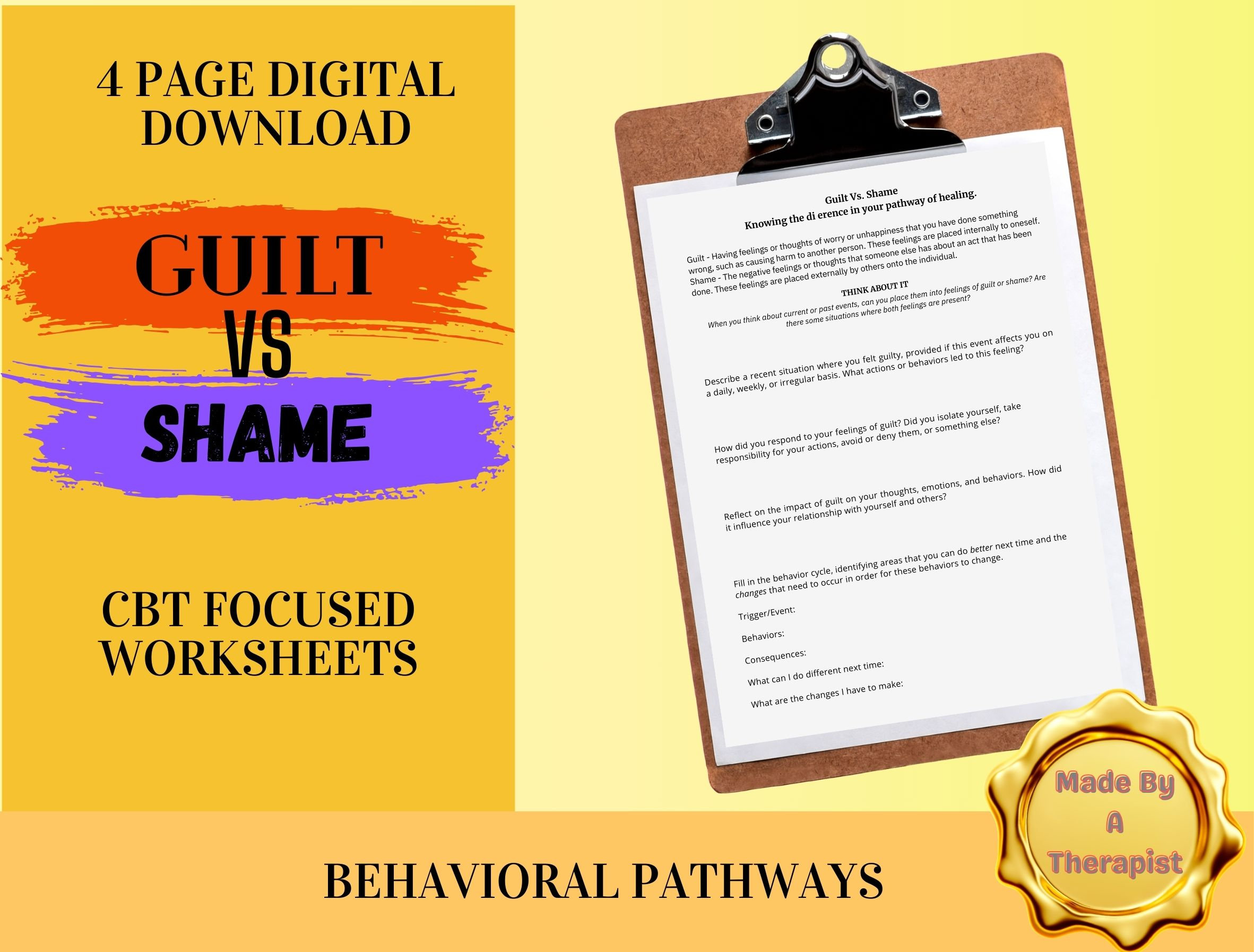 Printable Worksheet Discover the Difference Between Guilt Vs Shame