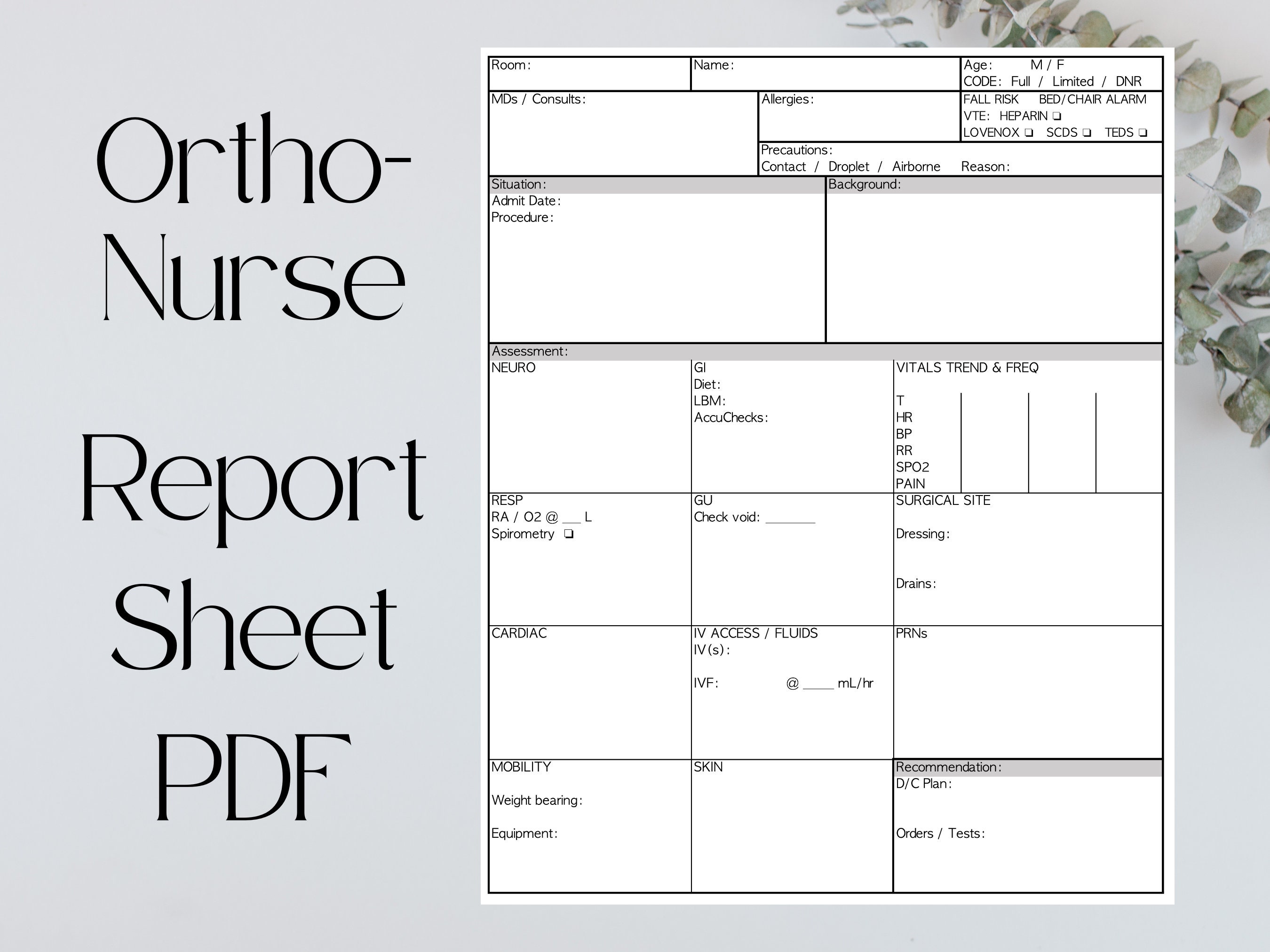 Ortho Nurse Report Sheet SBAR Patient Handoff Download Now Etsy Ortho Nurse Report Sheet SBAR Patient Handoff Download Now Etsy