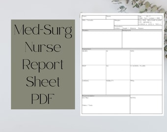Med Surg Nurse Report Sheet •  SBAR  • Patient Handoff • Printable Template • PDF • Brain Sheet • RN • New Grad