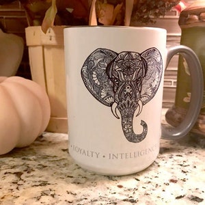 15oz BW Elephant Mug