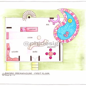 Barbie Dreamhouse Hand Drawn Floor Plan