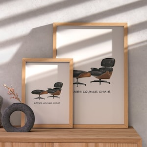 Eames Lounge Chair Artwork, Instant Download, Printable Wall Art, Mid-Century Modern Interior Design