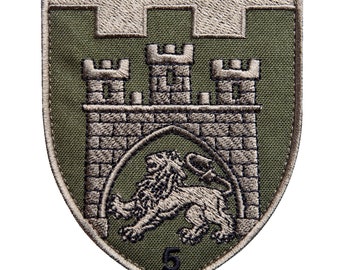 Lviv Territorial Defense Mechanized Brigade Patch – Shield-Shaped Military Emblem, Hook-Backed, 8.3×10 cm, Set of 2 – Made in Ukraine