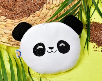 Adorable Panda Baby Heating Pad - Organic Flaxseed Filled, Microwavable for Soothing Comfort