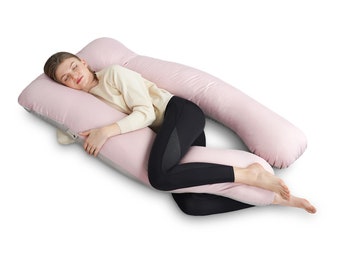 thumbnail interactive-video image 1 of Black U-Shaped Maternity & Full Body Pillow Cover – 9FT, Hypoallergenic (Comfort Collections) 1 of 2