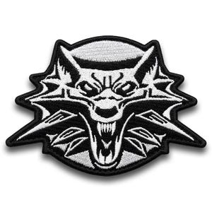 Wolf Medallion Patch Set,  Embroidered Monster Hunter Inspired Chevron, 11х7.7 cm (4.3х3 in), Hook Backing, 2 pcs, Made in Ukraine