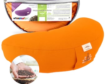 Elevate Your Practice: Buckwheat Filled Yoga and Meditation Cushion Orange, 46x25x10 cm, Relax Pillow, Floor Cushion, Yoga Buckwheat Bolster