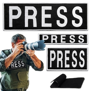 Media PRESS Patch Set, Journalist Identification, Hook Backed, Made in Ukraine