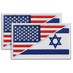 USA–Israel Flag Patch Set (2 pcs, 5х8 cm), Embroidered Tactical Alliance Patches with Hook Backing, Made in Ukraine