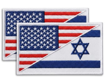 USA–Israel Flag Patch Set (2 pcs, 5х8 cm), Embroidered Tactical Alliance Patches with Hook Backing, Made in Ukraine