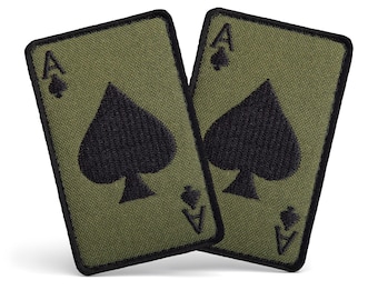 Ace of Spades “Death Card” Patch Set, Tactical Military Morale Patches, 5х8 cm (2х3 in), Hook Backing, 2 pcs, Made in Ukraine