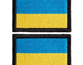 Ukrainian Flag Patch Set – Embroidered National Chevron, Hook-Backed, 3.5×5.3 cm, Set of 2 – Made in Ukraine