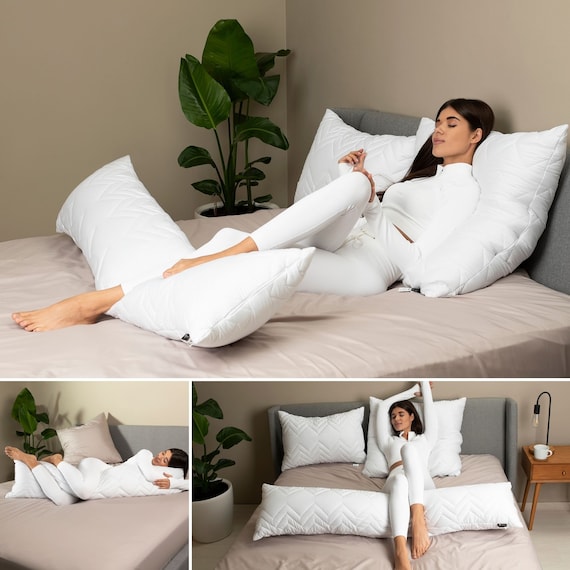 Langes Kissen NORDIC COMFORT 40 x 140 cm + Kissenbezug, ideal zum Schlafen und Relaxen, Schwangerschaftskissen, Stillkissen, Körperkissen, relax