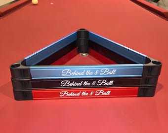 Heavy Duty Metal Pool Rack, Personalized Aluminum Billiards Triangle, Custom Engraved 8 Ball Rack, Professional Pool Table Equipment