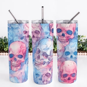 Halloween Pastel Watercolor Skulls - 20oz. Insulated Tumbler