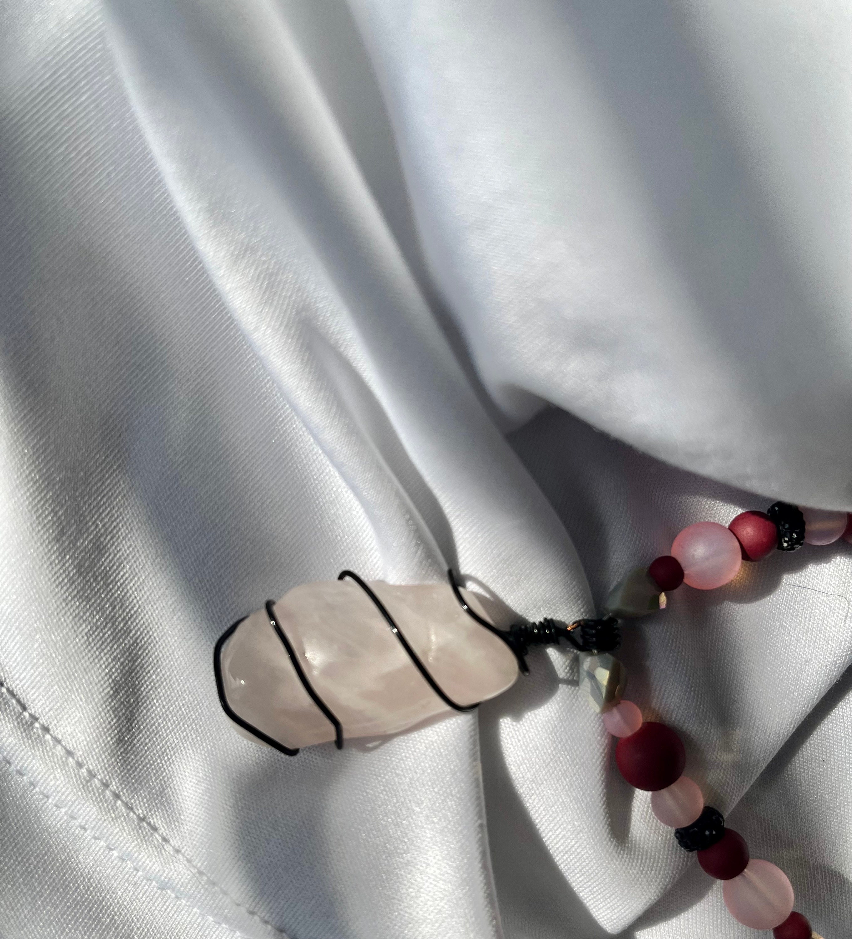 Rose Quarts Crystal Necklace Etsy