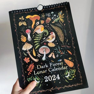 Dark Forest Calendrier lunaire 2024 Calendrier mural 2024 avec  illustrations Beaux animaux Calendriers Cadeau de Noël