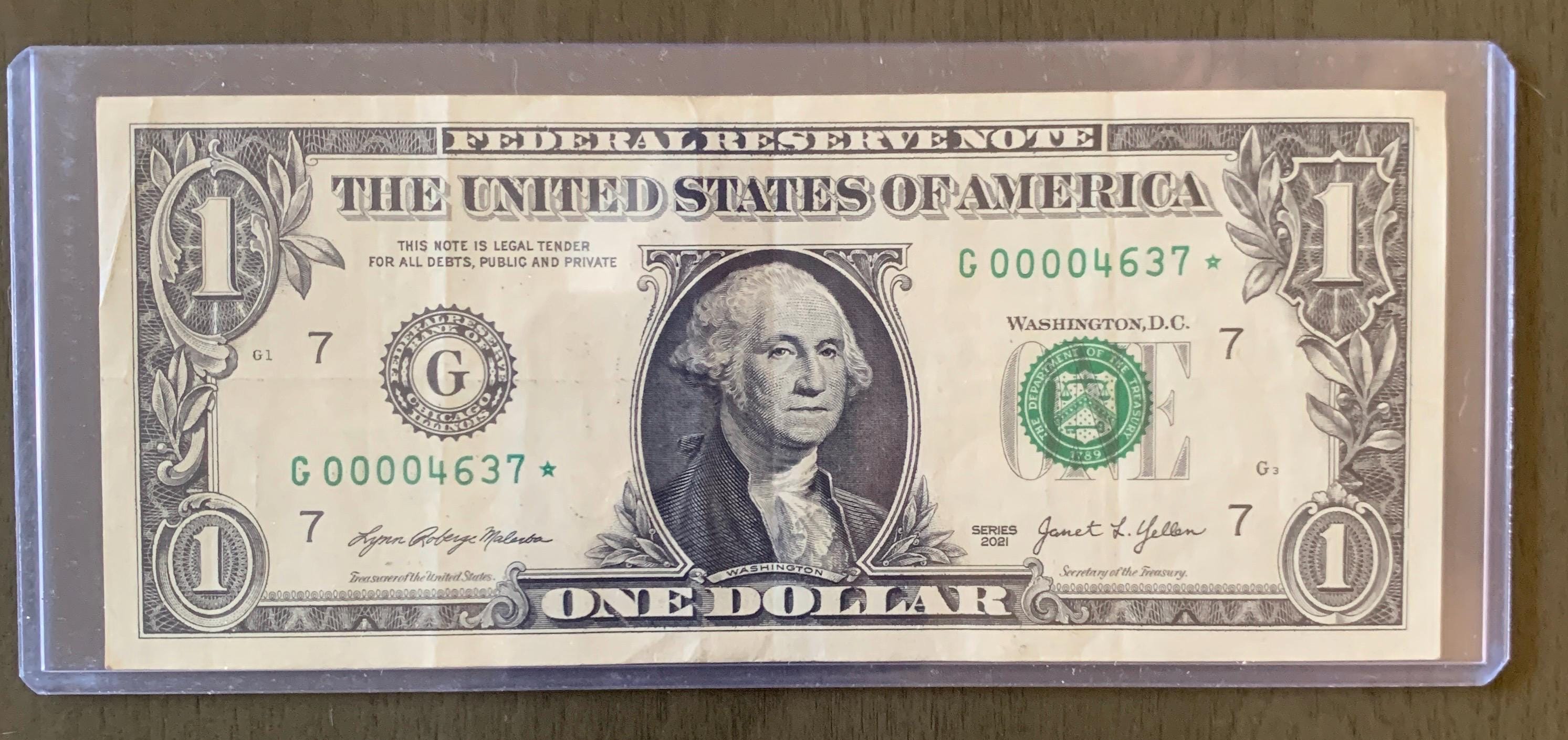 Rare 500k Run 2021 1 Dollar Star Note G00004637 | 4-digit Low Serial ...