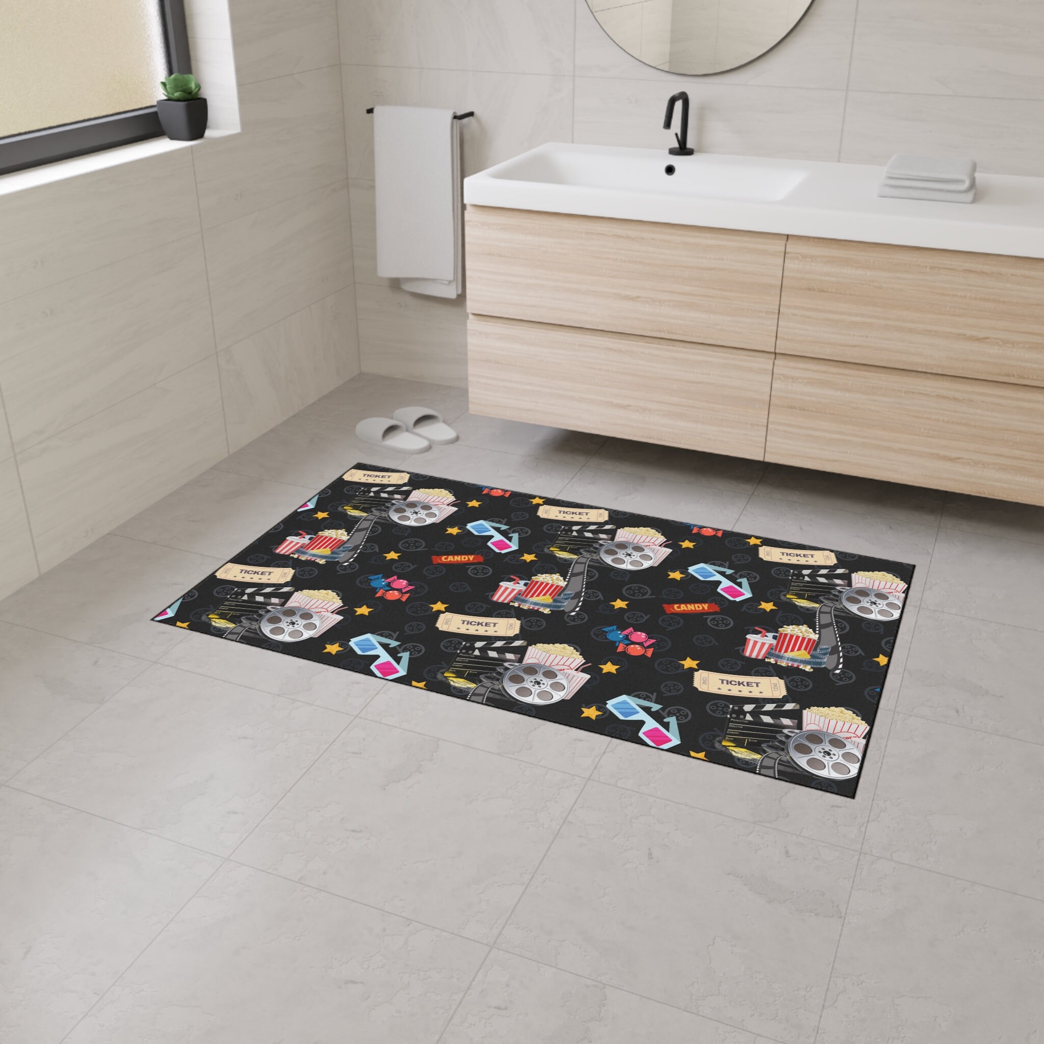 Movie Theatre Retro Style Heavy Duty Floor Mat for Home Theater Movie ...