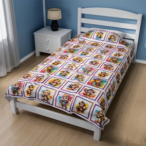 Baby Monkeys Colorful Velveteen Plush Blanket for Babies Kids Gift - 3 Sizes - Classic Style Original Design