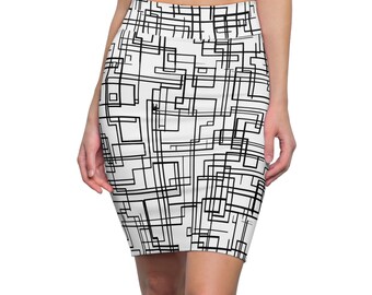 Thin Line Geometric Women's Skirt - Multiple Sizes!