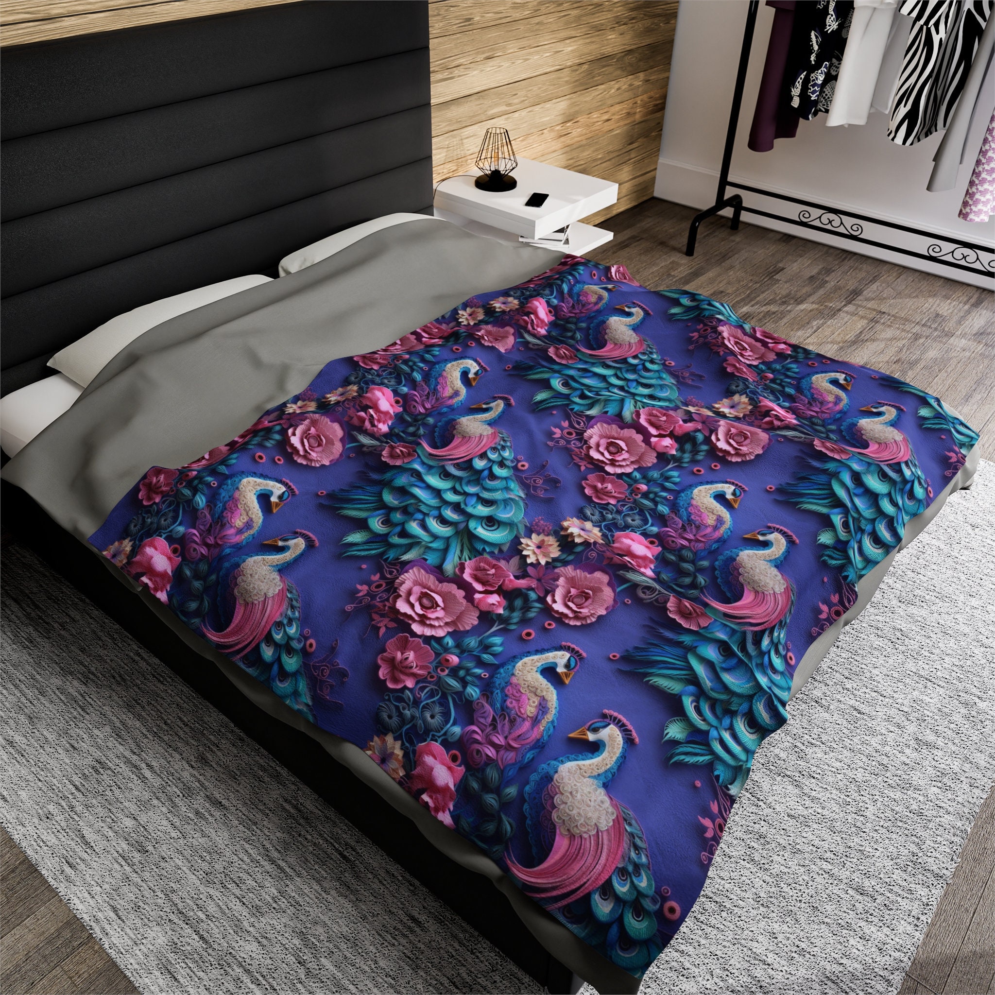 Beautiful 3D Peacocks Velveteen Plush Blanket for Kids Babies Etsy