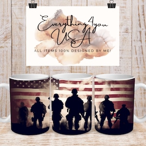 Patriotic Service Army Navy Air Force Marines Ceramic Mug - 2 Sizes!