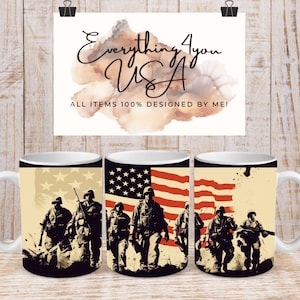 Patriotic Service Army Navy Air Force Marines Ceramic Mug - 2 Sizes!