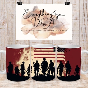Patriotic Service Army Navy Air Force Marines Ceramic Mug - 2 Sizes!