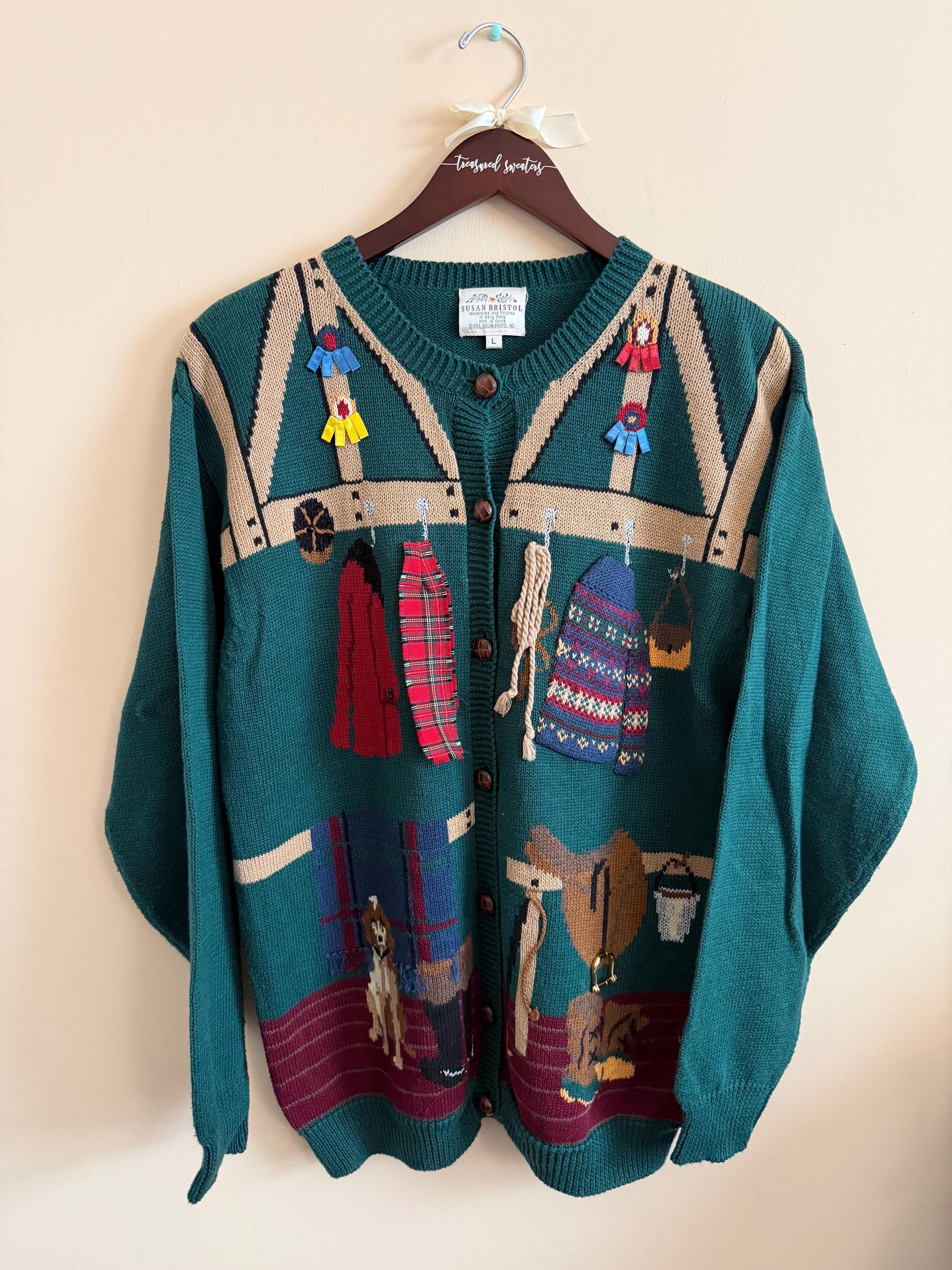 スーザンブリストル グレー ニットベスト　鳥柄 Susan bristol - Etsy 日本