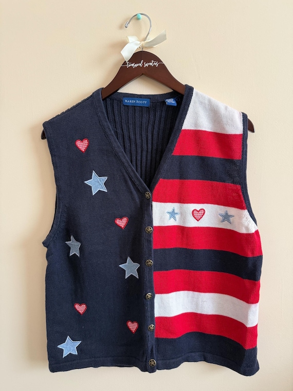 Vintage Patriotic Sweater Vest