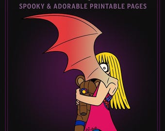 Cute Gothic Coloring Pages | Creepy Kawaii Printable Coloring Book | Spooky Cute Digital Download