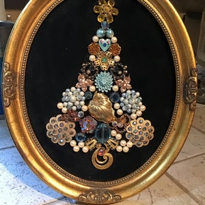 Blue and Gold Jeweled Christmas Tree