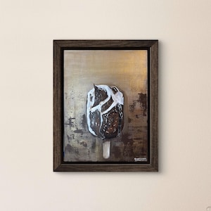 Pintura original em acrílico sobre sorvete: Natureza morta Art Déco, 16x12&quot;