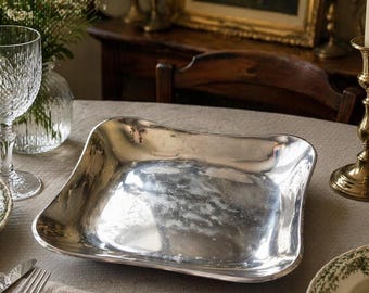 Vintage Aluminum Serving Tray, Square Decorative Tray, Mexican Luis Gomez Tray, Minimalist Vintage Home Decor