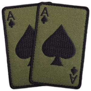 2 pièces As de pique carte de mort patchs brodés militaires tactiques, patchs tactiques patch carte de mort